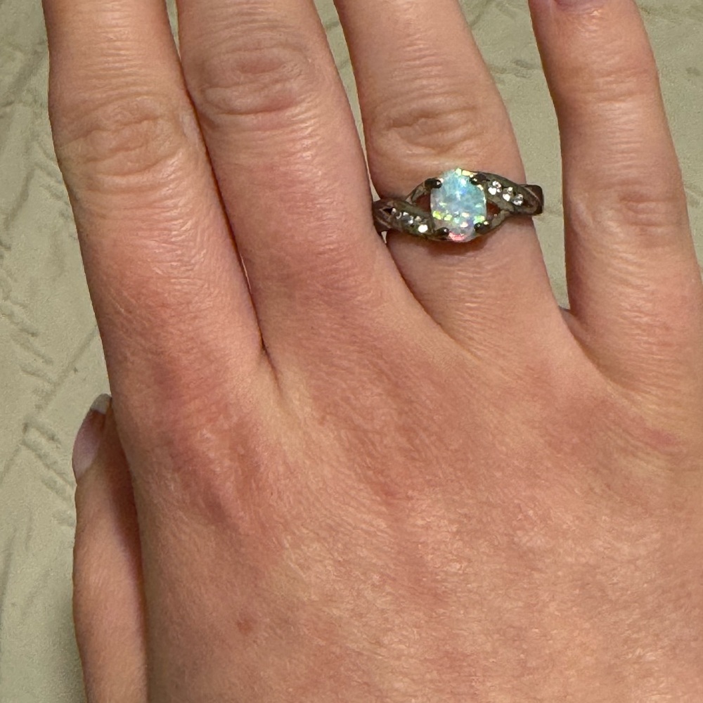 Elegant Opal and Silver Women's Ring